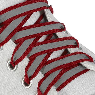 Шнурки для обуви, плоские, со светоотражающей полосой, 10 мм, 70 см, пара, цвет бордовый