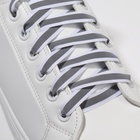 Шнурки для обуви, пара, плоские, со светоотражающей полосой, 10 мм, 110 см, цвет белый - Фото 2