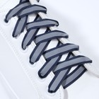 Шнурки для обуви, пара, плоские, со светоотражающей полосой, 10 мм, 100 см, цвет тёмно-синий - Фото 2