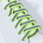 Шнурки для обуви, пара, плоские, со светоотражающей полосой, 10 мм, 100 см, цвет зелёный неоновый - Фото 2