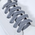Шнурки для обуви, пара, плоские, со светоотражающей полосой, 10 мм, 100 см, цвет серый - Фото 2