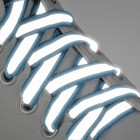 Шнурки для обуви, плоские, со светоотражающей полосой, 10 мм, 100 см, пара, цвет голубой - Фото 2