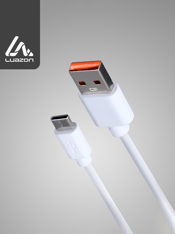 Кабель Luazon, Type-C - USB, 1 А, 1 м, белый - Фото 1