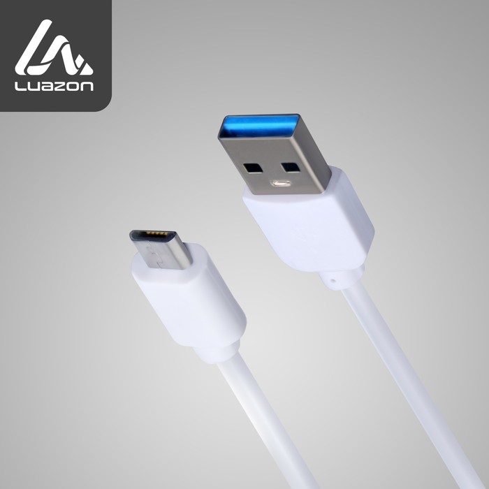 Кабель LuazON, microUSB - USB, 1 А, 1.5 м, утолщенный, белый - Фото 1