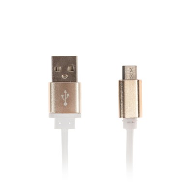 Кабель LuazON, microUSB - USB, 1 А, 1 м, штекер металл, белый