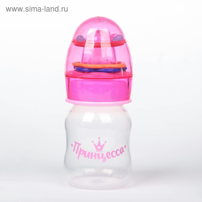 Бутылочка для кормления «Принцесса» с погремушкой, 60 мл, от 0 мес., цвет розовый - Фото 1