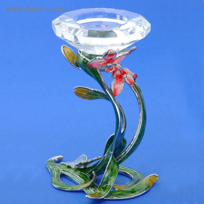 Подсвечник "Ирис" металл, стекло 8х8х13 см - Фото 1