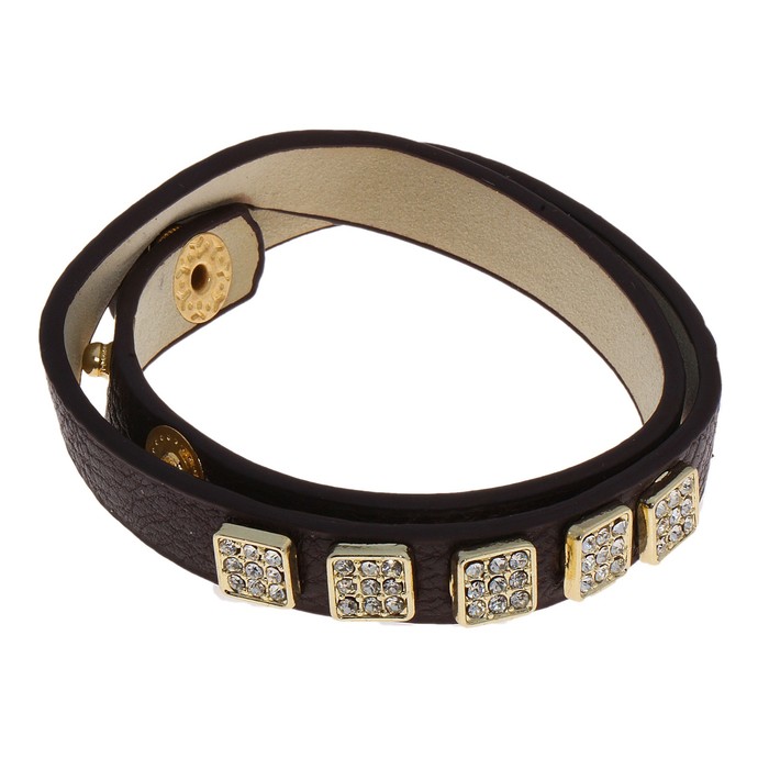 Браслет New style два ряда со стразами кубики, цвет темно-коричневый - Фото 1