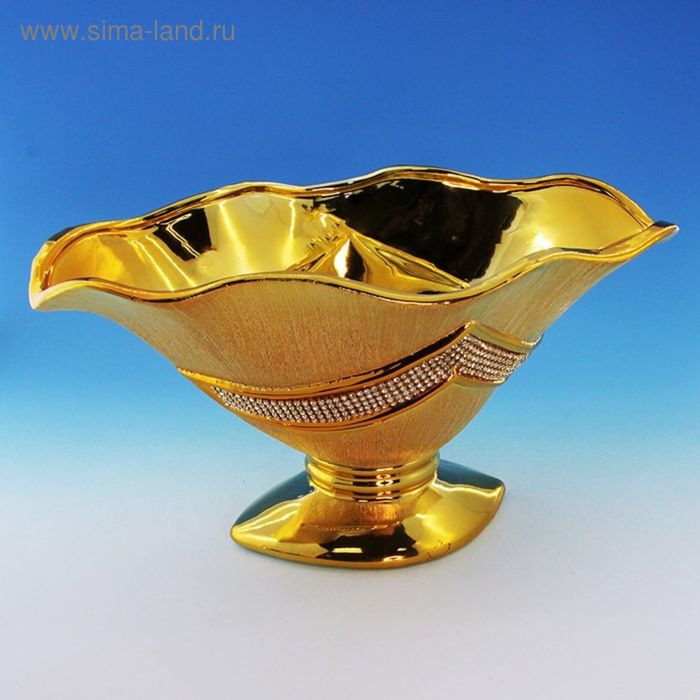Ваза для фруктов "Лютра" керамика, золотистая 30,5х18х15,5 см - Фото 1