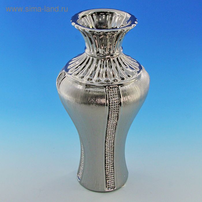 Ваза "Жарден" керамика, серебристая 14х14х28 см - Фото 1