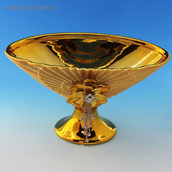 Ваза для фруктов "Камилла" керамика, золотистая 29,5х16х18 см - Фото 1