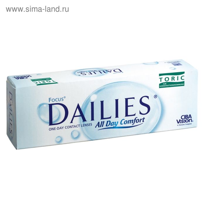 Контактные линзы Focus Dailies Toric, +1.0/8,6/-1.5/90, в наборе 30шт - Фото 1