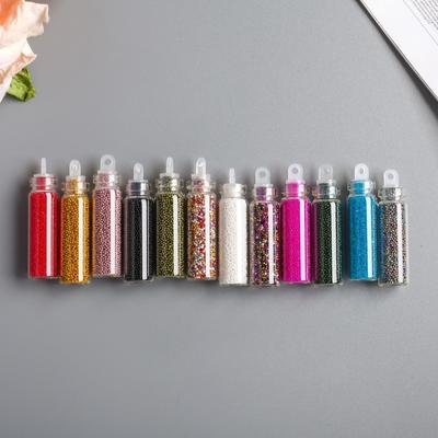 Набор глиттера для творчества в бутылочке "Микробисер" (набор 12 шт), вес 1 шт - 4,77 гр