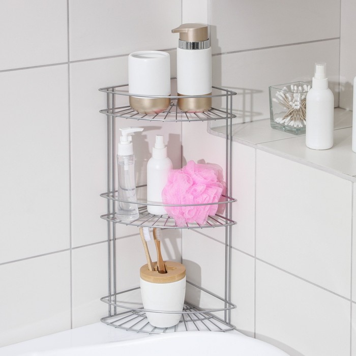 Полка угловая 3-х ярусная Slim, 25×18×45 см, хром - Фото 1