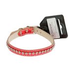 Ошейник кожаный двойной, со стразами, 24-28 х 1,2 см микс цветов - Фото 1