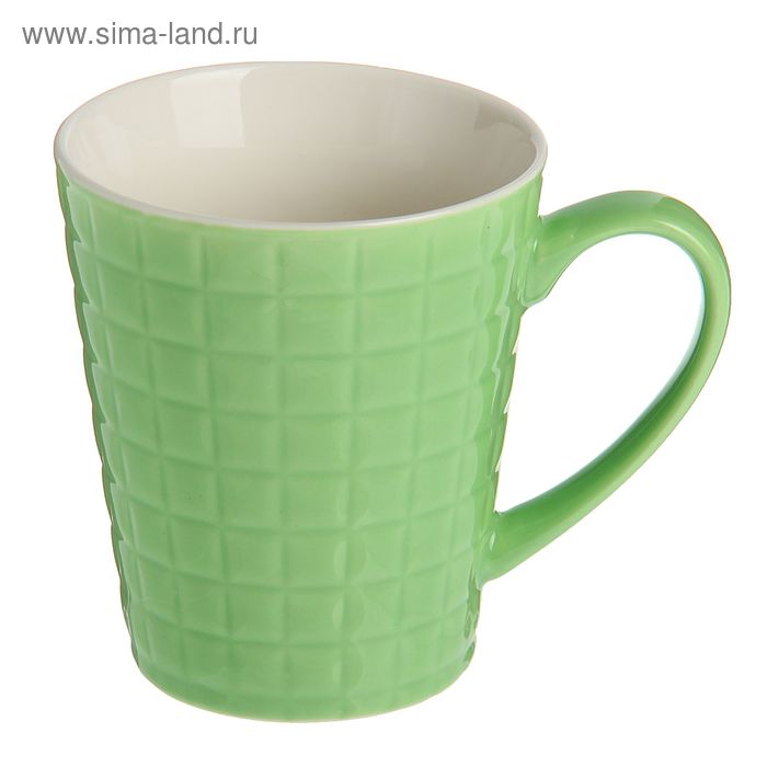 Кружка керамическая Доляна «Квадрат», 320 мл, цвет зелёный - Фото 1