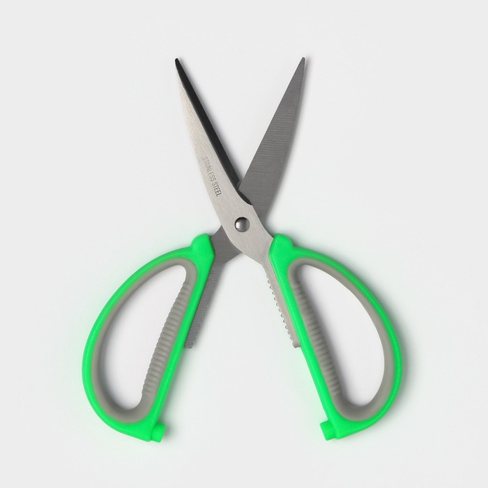 Ножницы кухонные Доляна «Помощник», 15 см, цвет зелёный - фото 1881801903