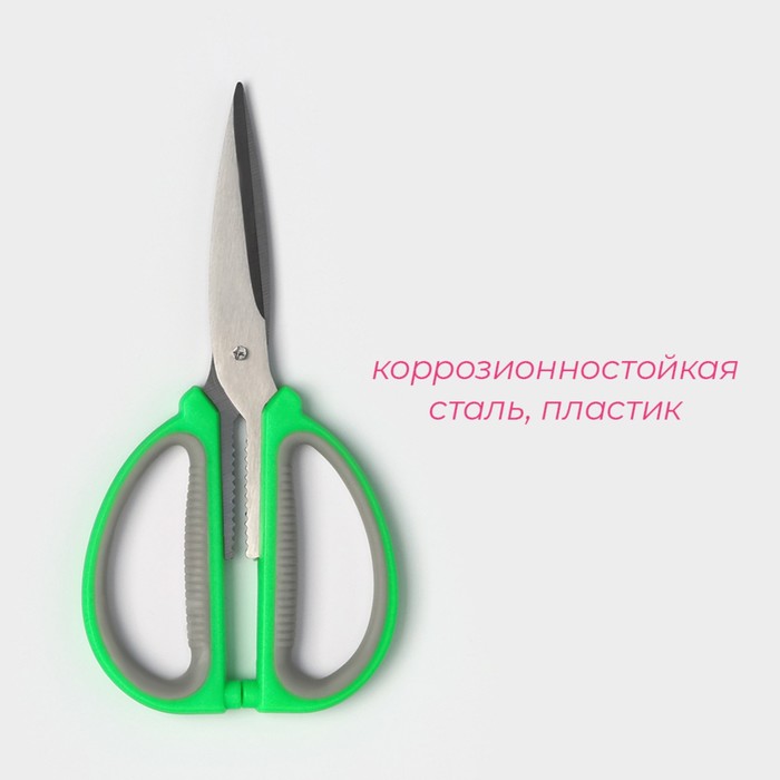 Ножницы кухонные Доляна «Помощник», 15 см, цвет зелёный - фото 1881801904