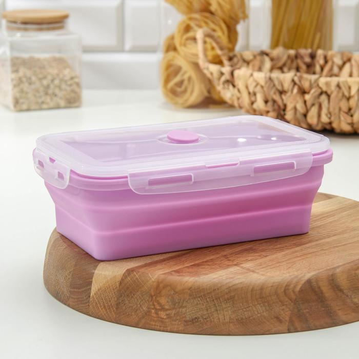 Контейнер складной, 1,3 л, с крышкой, цвет МИКС - Фото 1