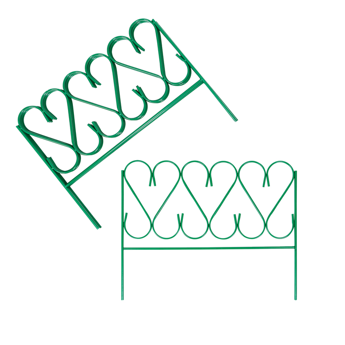 Ограждение декоративное, 54×340 см, 5 секций, металл, зелёное, «Изящный»