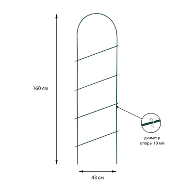 Шпалера, 160×43×1 см, металл, зелёная, «Линия»