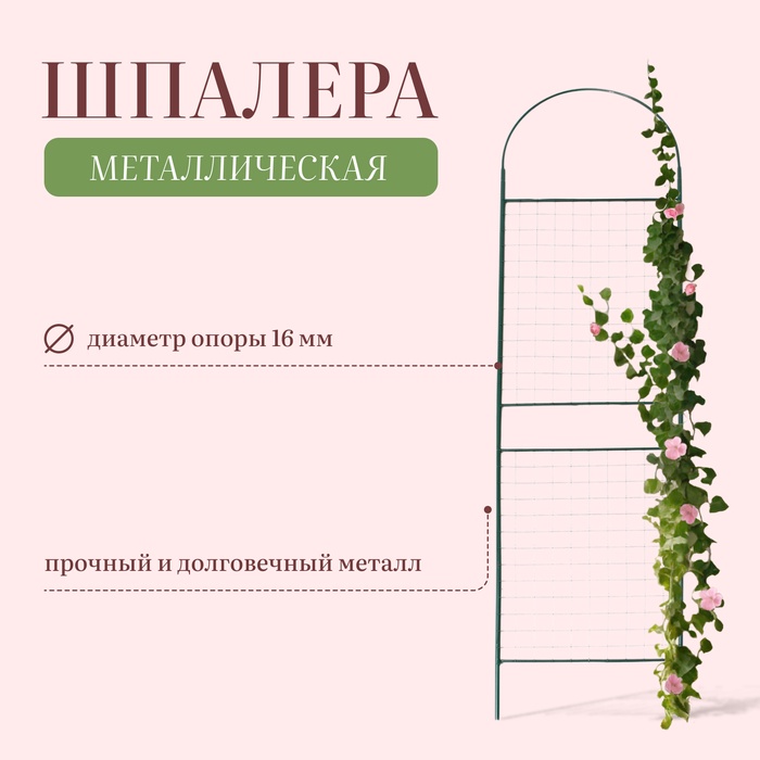 

Шпалера, 190 × 50 × 1.6 см, металл, зелёная, «Сетка разборная»