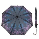 Зонт-трость "Фиолетовый узор", полуавтоматический, R=54см - Фото 1