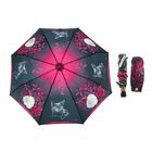 Зонт автоматический "Кошка и цветы", R=52,5см, цвет розово-чёрный - Фото 1