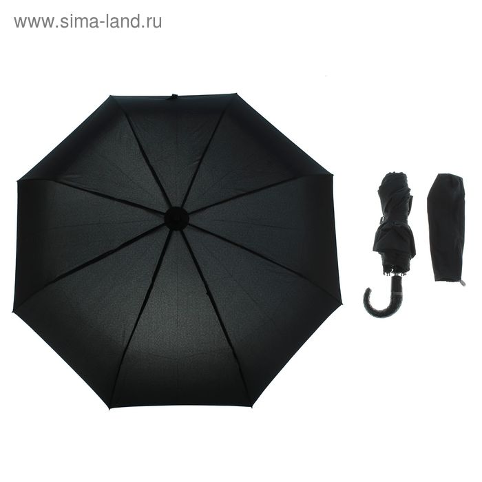 Зонт автоматический, R=62см, цвет чёрный - Фото 1