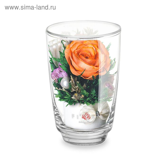 46780 Оранжевая роза с белой лентой, стакан haiku высокий, 46780 - Фото 1