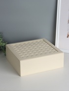 Шкатулка для часов 2 отделения и украшений «Ромбы белые», кожзам, матовая, 8.5×25×25 см - Фото 3