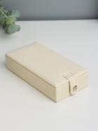 Шкатулка для часов 2 отделения и украшений «Ромбы белые», кожзам, матовая, 8.5×25×25 см - Фото 7