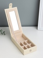 Шкатулка для часов 2 отделения и украшений «Ромбы белые», кожзам, матовая, 8.5×25×25 см - Фото 8