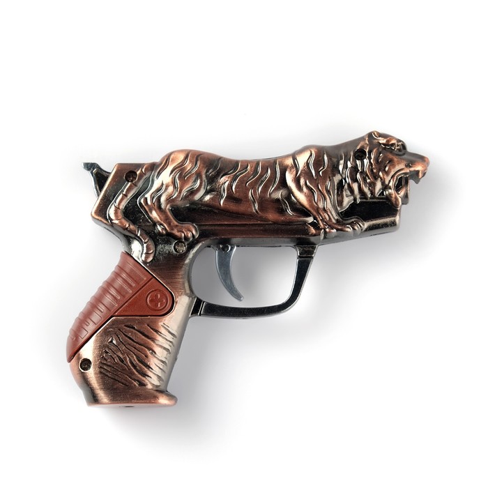 Зажигалка газовая "Пистолет с тигром", 7 х 10 см - Фото 1