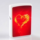 Зажигалка «Огненное сердце» в металлической коробке, кремний, бензин, 6x8 см - фото 11877969
