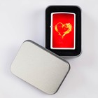 Зажигалка «Огненное сердце» в металлической коробке, кремний, бензин, 6x8 см - Фото 3