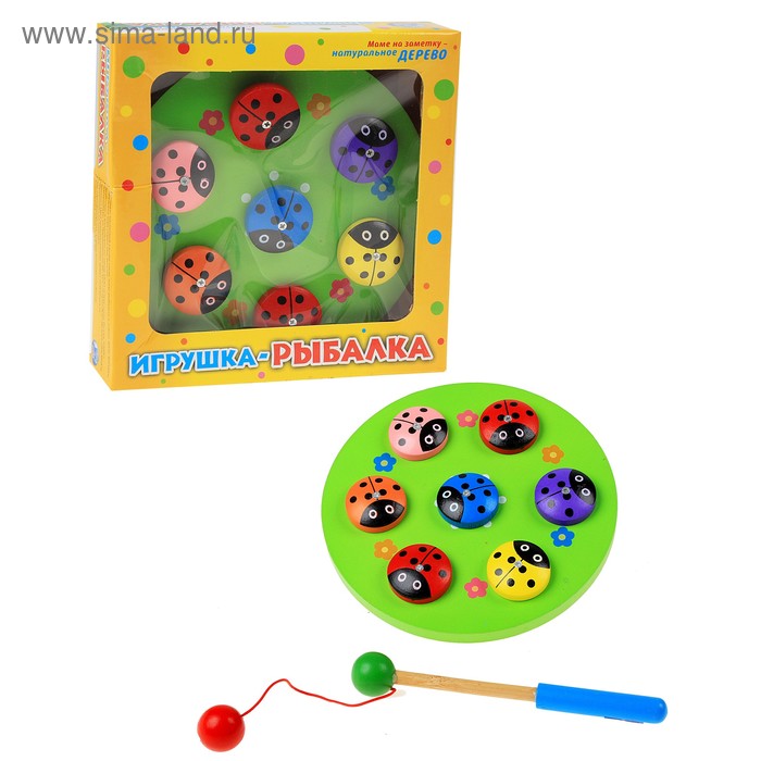 Игра "Рыбалка" магнитная с божьими коровками и удочкой - Фото 1