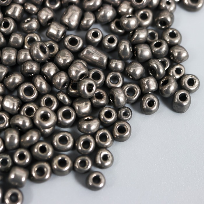Бисер круглый 6/0 «Тёмное серебро», 20 г - Фото 1