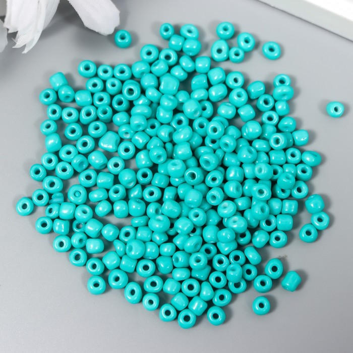 Бисер круглый 6/0 «Тёмно-зелёный неон», 20 г - Фото 1