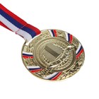 Медаль призовая 057 диам 5 см. 1 место, триколор. Цвет зол. С лентой - фото 8311720
