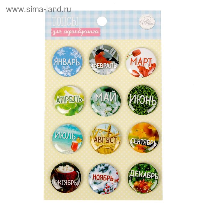 Топсы для скрапбукинга в наборе «Месяцы», 9.5 × 15.5 см - Фото 1