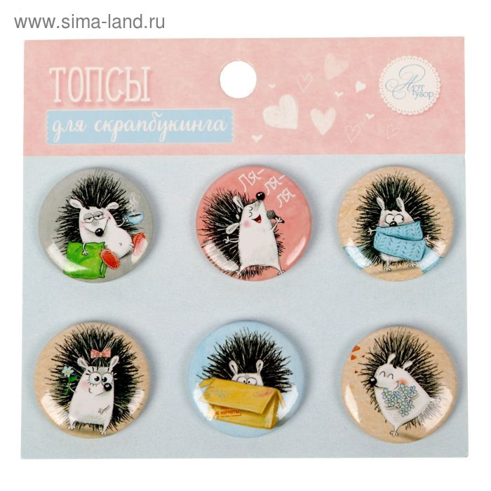 Топсы для скрапбукинга в наборе «Забавные ёжики», 9 × 9.5 см - Фото 1