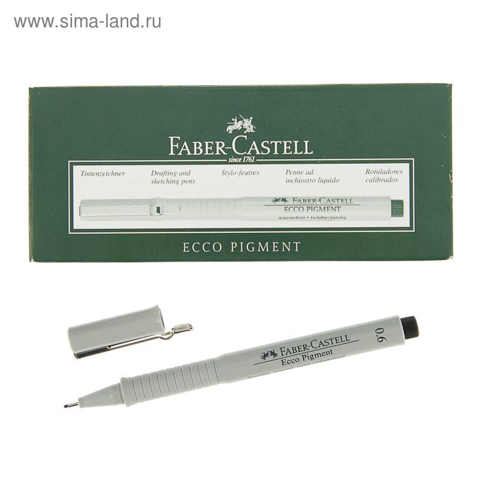 Ручка капиллярная для черчения и рисования Faber-Castell линер Ecco Pigment 0.6 мм, пигментная, чёрная, 166699 - Фото 1