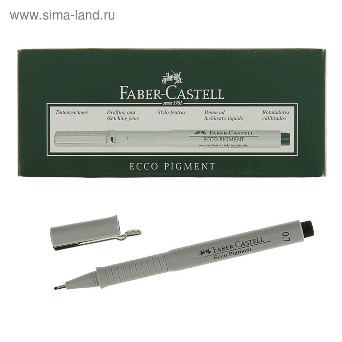 Ручка капиллярная для черчения и рисования Faber-Castell линер Ecco Pigment 0.7 мм, пигментная, чёрная, 166799 - Фото 1