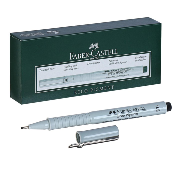 Ручка капиллярная для черчения и рисования Faber-Castell линер Ecco Pigment 0.8 мм, пигментная, чёрная, 166899 - Фото 1