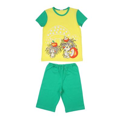 Комплект для мальчика (футболка, шорты) "Ежи", цвет зелёный, рост 100-116 (30) см