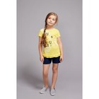 Костюм для девочки (джемпер+шорты), рост 122-128 см, цвет лимонный/тёмно-синий - Фото 3