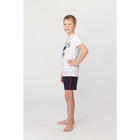 Костюм для мальчика (джемпер+шорты), рост 110-116 см, цвет белый/тёмно-синий - Фото 5