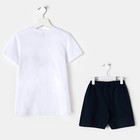 Костюм для мальчика (джемпер+шорты), рост 110-116 см, цвет белый/тёмно-синий - Фото 3