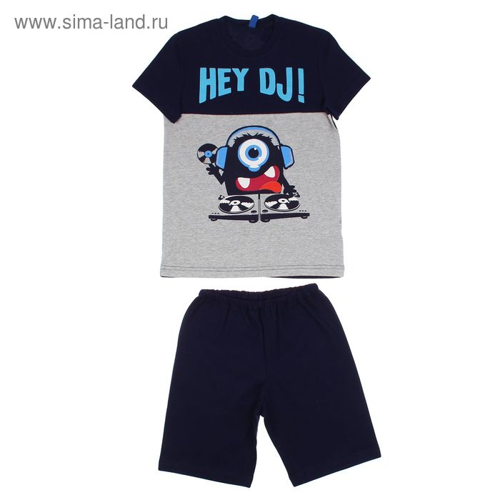 Костюм для мальчика (джемпер+шорты), рост 98-104 см, цвет тёмно-синий - Фото 1